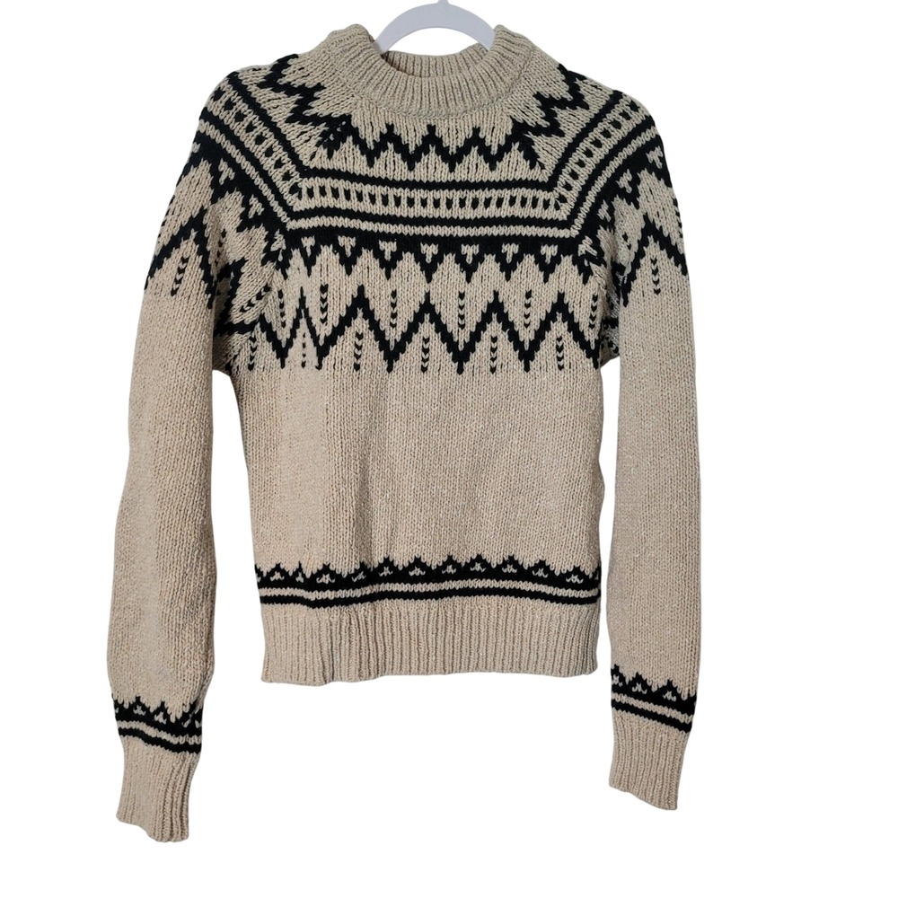 The New Society Luna Jumper Wool Blend Sweater Beige Black Woemns XS Portugal
